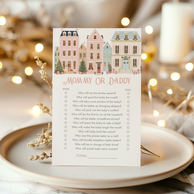 Mommy or Daddy Christmas Village Baby shower game (Creator Uploaded)