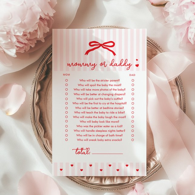 Mommy or daddy Red Bow Coquette Baby Shower game (Creator Uploaded)