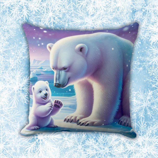 Mommy Polar Bear with Cub | Cushion (Creator Uploaded)