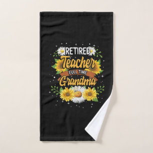 Mommy Retired Teacher Full Time Grandma Retirement Hand Towel