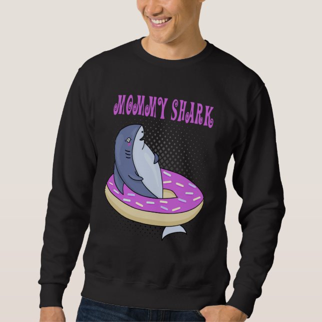 Mommy Swimming Shark Donut Cute Merch Sweatshirt (Front)