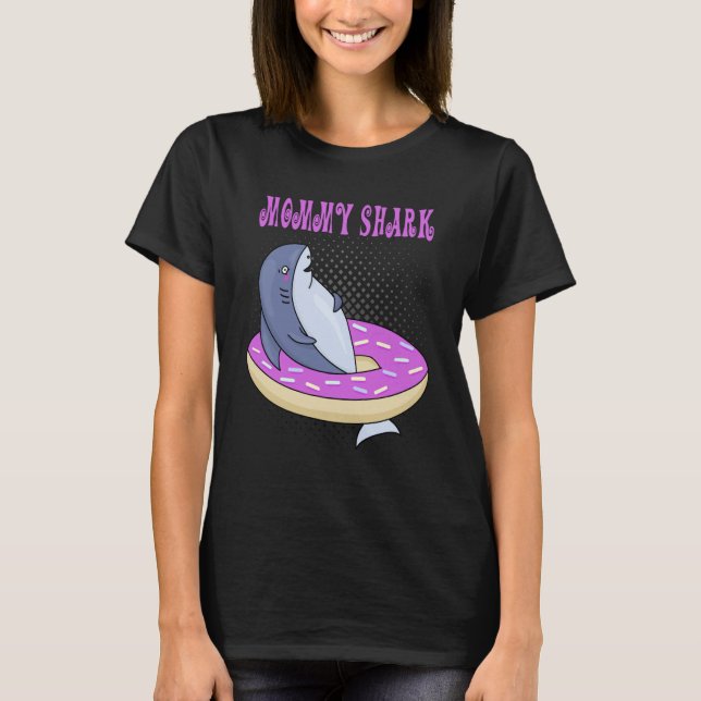 Mommy Swimming Shark Donut Cute Merch T-Shirt (Front)