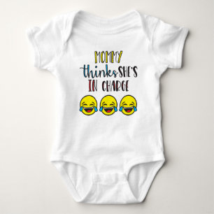 Mommy Thinks She Is In Charge Funny Baby Bodysuit