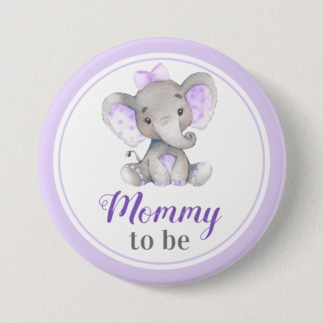 Mommy to be Baby Girl Elephant Shower New Mother 7.5 Cm Round Badge (Front)