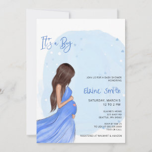 Mommy to Be Blue Its a Boy Baby Shower Invitation