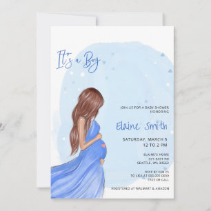 Mommy to Be Blue Its a Boy Baby Shower Invitation