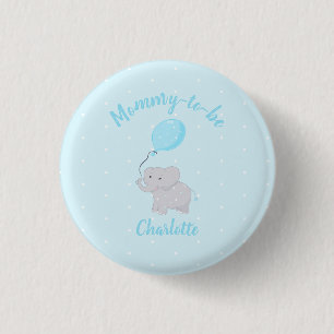 Mommy-to-be Cute Elephant Baby Shower Boy 3 Cm Round Badge