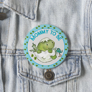 Mommy To Be Cute Hatching Dino Baby Shower Button 