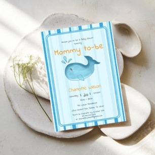 Mommy To Be Cute Whale Baby Shower Invitation
