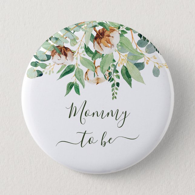Mommy To Be Eucalyptus Greenery New Mother 6 Cm Round Badge (Creator Uploaded)