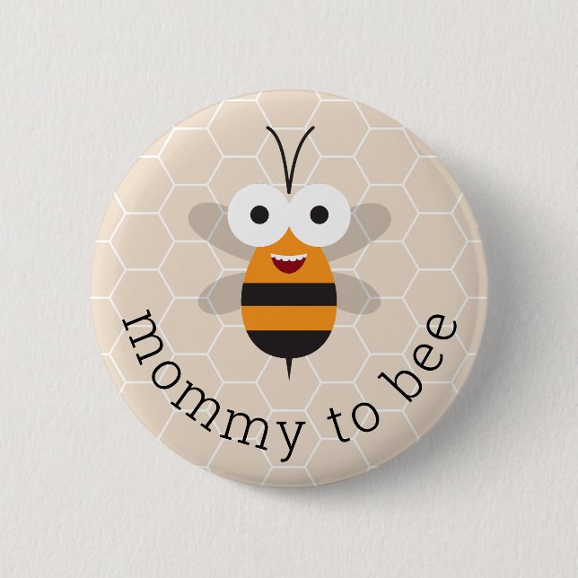 Mommy to Be Honey Bumble Bee Baby Shower Honeycomb 6 Cm Round Badge (Front)