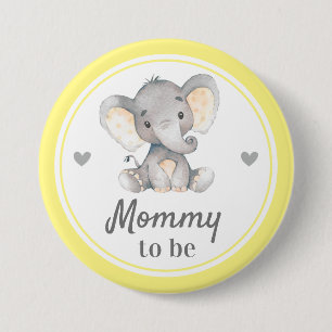 Mommy to be New Mom Yellow Elephant Baby Shower 7.5 Cm Round Badge