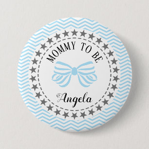 Mommy to be New Mother Baby Shower Blue Bow 7.5 Cm Round Badge