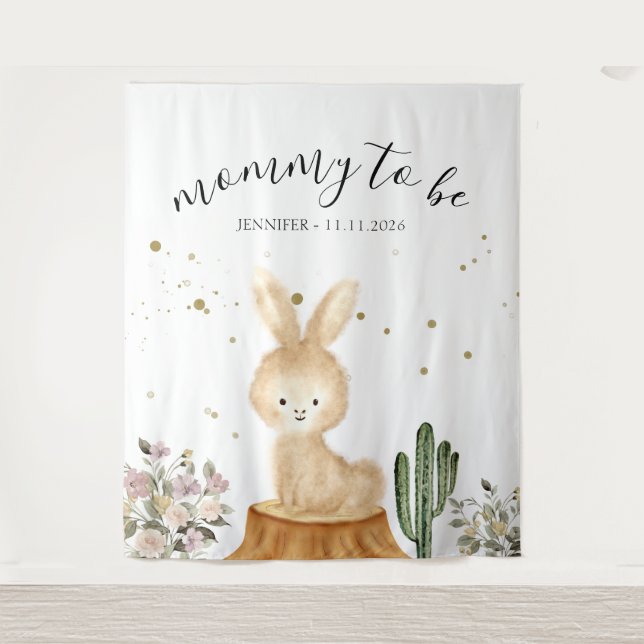 Mommy to be rabbit bunny backdrop tapestry (Front)
