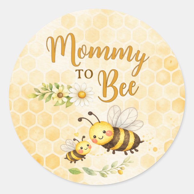 Mommy to Bee Baby Shower Classic Round Sticker (Front)