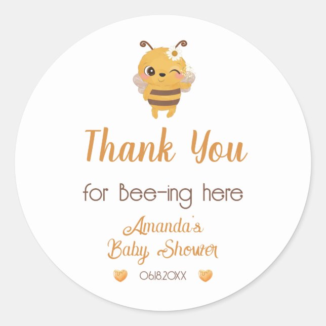 Mommy To Bee Baby Shower Thank You  Classic Round Sticker (Front)