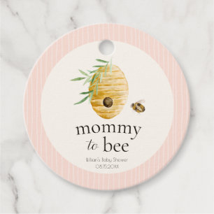 Mommy To Bee Blush Pink Girl Bee Baby Shower Favour Tags