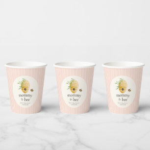 Mommy To Bee Blush Pink Honey Bee Baby Shower  Paper Cups