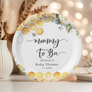 Mommy to bee bumble bee baby shower paper plate