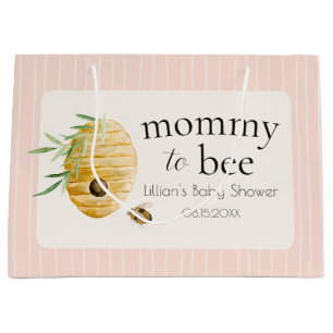 Mommy To Bee Bumblebee Pink Girl Baby Shower  Large Gift Bag