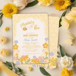 Mommy to Bee floral Gender Neutral Baby Shower Invitation