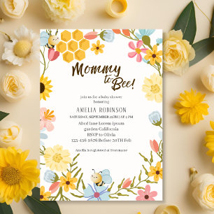 Mommy to Bee Gender Neutral floral Baby Shower  Invitation