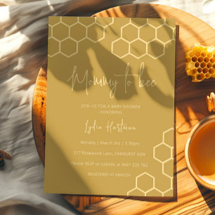 Mommy To Bee Honeycomb Golden Beige Baby Shower Invitation