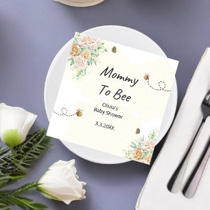Mommy to bee honeycombs floral baby shower napkins