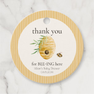 Mommy To Bee Striped Yellow Honey Bee Baby Shower  Favour Tags