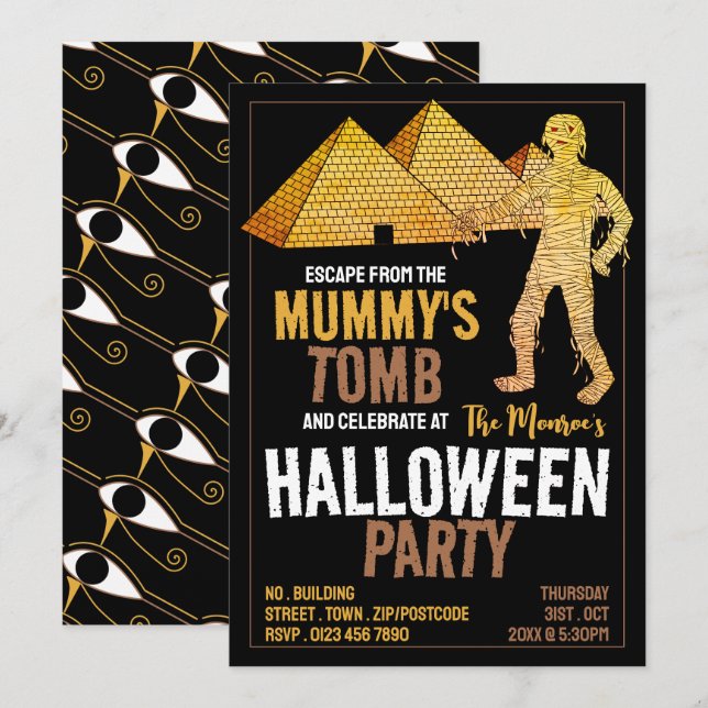 Mommy's Tomb Theme, Escape Room Halloween Party Invitation (Front/Back)
