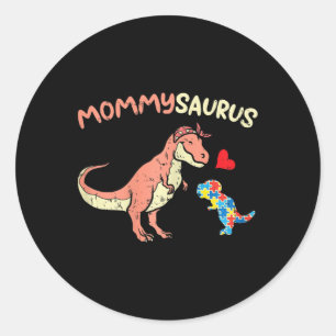 Mommysaurus Puzzle Dinosaur Autism Awareness Mum M Classic Round Sticker