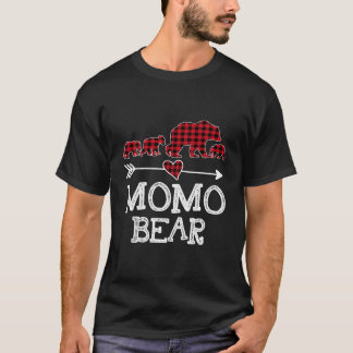 Momo Bear Christmas Pajama Red Plaid Buffalo Famil T-Shirt
