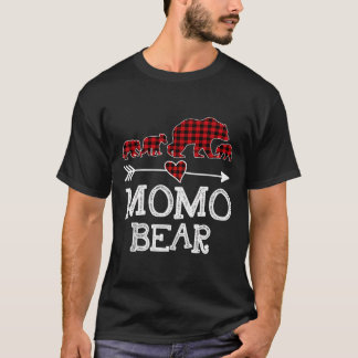 Momo Bear Christmas Pajama Red Plaid Buffalo Famil T-Shirt