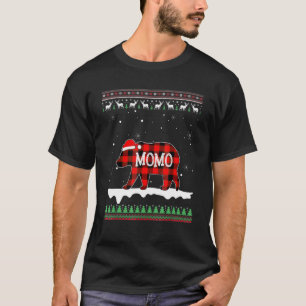 Momo Bear Santa Red Plaid Family Pyjamas For Chris T-Shirt