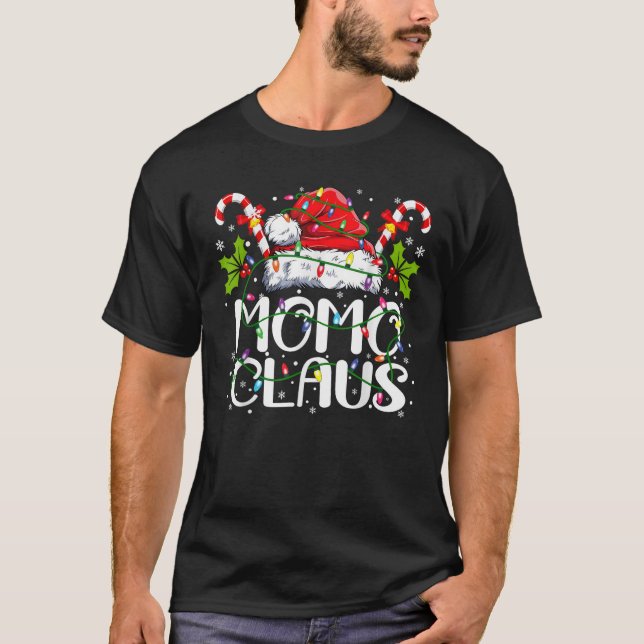 Momo Claus Christmas Lights Pajama Family Matching T-Shirt (Front)