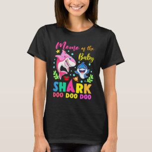 Momo Of The Birthday Boy Shark Pink Blue Doo Doo T-Shirt