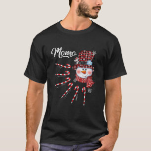 Momo Snowman Candy Cane Christmas Red Plaid Hat T-Shirt
