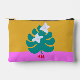 Momogram modern colourful yellow floral accessory pouch