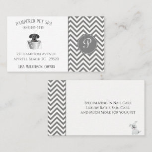 Momogram Pet Groomer Dog In Tin Tub Business Card