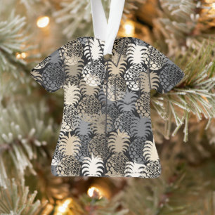 Momona Hawaiian Tropical Pineapple Aloha Shirt-Blk Ornament