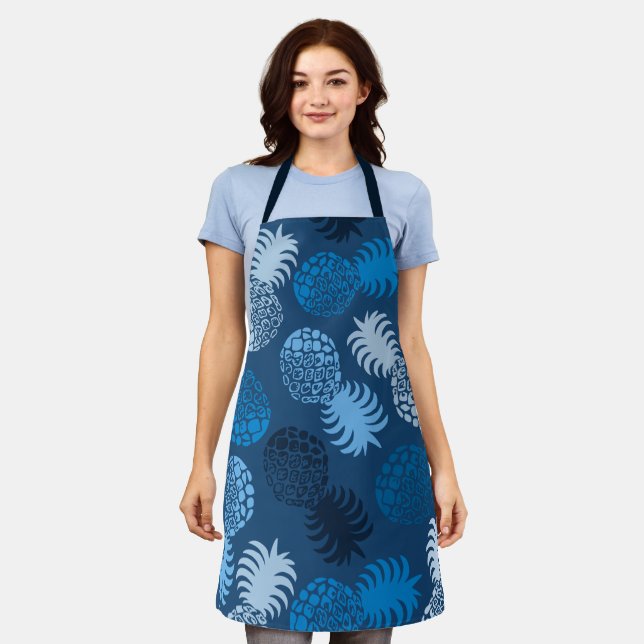 Momona Hawaiian Tropical Pineapple - Blues Apron (Worn)