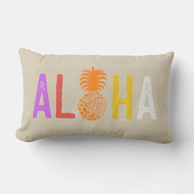 Momona Pineapple Aloha Hawaiian Tropical Warm Lumbar Cushion (Front)