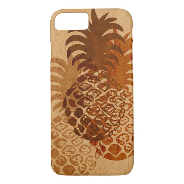 Momona Pineapple Hawaiian Tropical Faux Wood Case-Mate iPhone Case (Back)