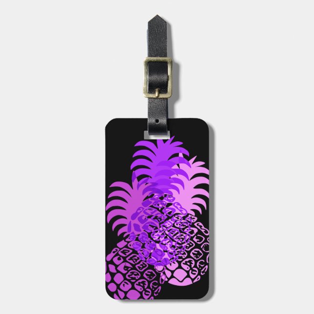 Momona Pineapple Hawaiian Tropical Luggage Tag (Front Vertical)