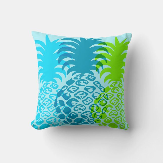 Momona Pineapple Hawaiian Tropical Reversible Cushion (Front)