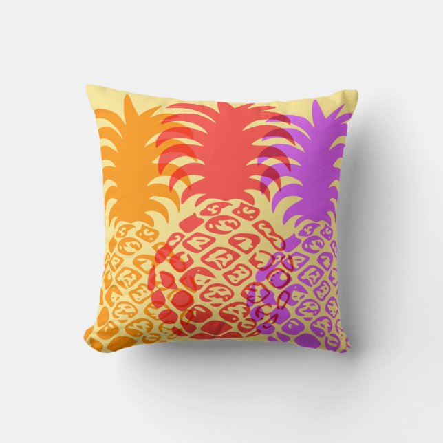 Momona Pineapple Hawaiian Tropical Reversible Cushion (Front)