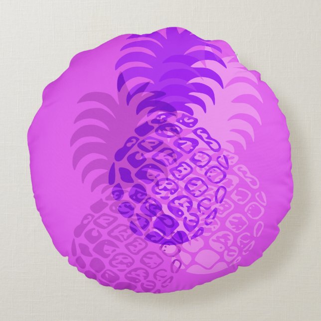 Momona Pineapple Hawaiian Tropical Reversible Round Cushion (Back)