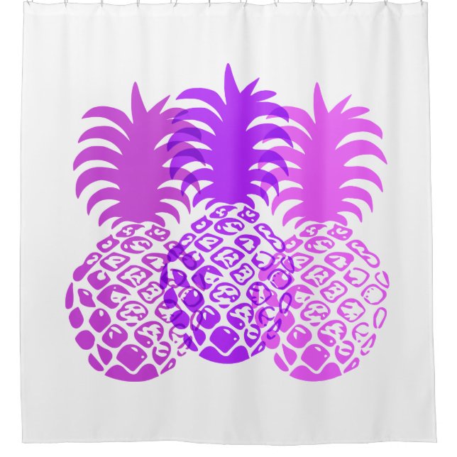 Momona Pineapple Hawaiian Tropical Shower Curtain (Front)