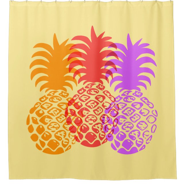 Momona Pineapple Hawaiian Tropical Shower Curtain (Front)