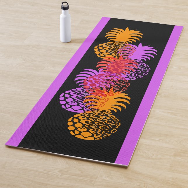 Momona Pineapple Striped Hawaiian Reversible Yoga Mat (In Situ)
